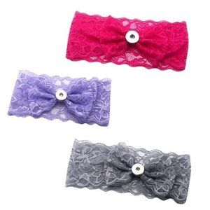 Lace Bow Girl Snap Button 18/20mm Hairband (3)